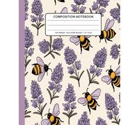Lavender Bees Composition Notebook: Seamless Lavender and Bee Pattern Cover | Pretty Floral Notebook for School, Journaling, Notes & Creative Writing - 120 Page Writing Notebook 7.5 x 9.25 inches