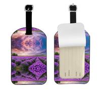 Lavender Fields - Étiquettes de bagage personnalisées en cuir, étiquettes d'identification de voyage imperméables avec housse de confidentialité pour valises, sacs, croisières.