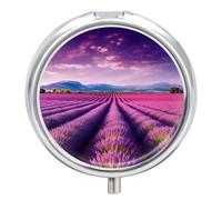 Lavender Fields Pilulier rond à 3 compartiments, organiseur de médicaments décoratif portable pour poche ou sac à main, organiseur de vitamines