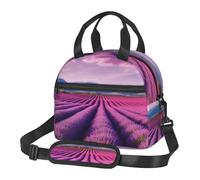 Lavender fields - Sac à déjeuner isotherme pour homme et femme - Sac fourre-tout réutilisable avec sangle réglable - Grande capacité - Sacs isothermes étanches pour le travail, les voyages, le bureau