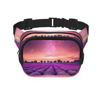 Lavender Fields Sac banane carré double couche avec sangle réglable pour course à pied, voyage, randonnée, Noir , Taille unique