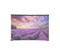 Lavender Fields Trousse à maquillage réutilisable en papier imperméable et légère pour voyage, école et usage quotidien Motif imprimé intégral pour femmes, étudiants, respectueux de l'environnement
