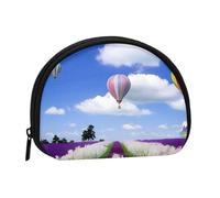 Lavender Hot Air Balloon Mini sac de rangement coque portefeuille petit sac à monnaie avec mini sac à main avec fermeture éclair pour les clés de monnaie Vous pouvez également stocker tous les petits