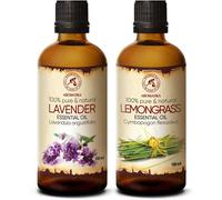 Lavender & Lemongrass Essential Oil 2x100ml-Lavandula Angustifolia-Cymbopogon Flexuosus-India-Natural Fragrance-Pure & Natural-- Essential Oils For Diffuser