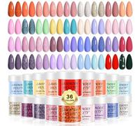 Lavender Violets 36 couleurs Dip Powder Nail Kit Starter Séchage rapide Poudre de trempage Dream Palette Printemps home salon couleur Set Brillant Matt Nail Art Design M957