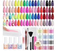Lavender Violets 48pcs Acrylique Trempage Poudre Système , 36 Couleurs Manucure Set Starter Outils Français Lime à Ongles Autocollants Cornée Huile Récupération Plateau Gamme Complète B950