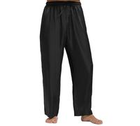 Lavenderi Pantalon de pyjama en satin pour homme avec cordon de serrage, noir, X-Large
