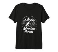 L'Aventure Attend Une scène de Camping Cool avec des Montagnes T-Shirt Haut de Gamme