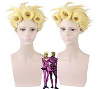 L'aventure Bizarre de JoJo Giorno Giovanna perruque de Cosplay dorée cheveux de style synthétique Halloween jeu de rôle GIOGIO + casquette de perruque PL-295