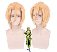 L'aventure Bizarre de l'anime Jojo vent d'or Giorno Giovanna perruque de Cosplay Jojo No Kimyou Na jaune Costume perruques + bonnet de perruque
