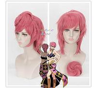 L'aventure Bizarre de l'anime JOJO vent d'or Trish Una 35 cm rose Cosplay perruque cheveux Halloween jeu de rôle + casquette de perruque gratuite