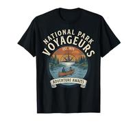 L'Aventure des Voyageurs dans Le Parc National Vous Attend en canoë rétro au Coucher du Soleil T-Shirt