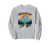 L'Aventure Vous Attend : Exploration en Plein air de Jackson Hole Mountain Sweatshirt, Unisexe pour Adultes, Gris Chiné, XXL