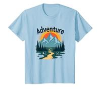 L'Aventure Vous Attend : Exploration en Plein air de Jackson Hole Mountain T-Shirt, Enfant, Bleu Céleste, 8 Ans