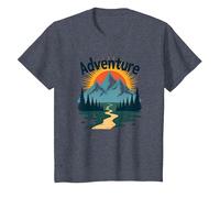 L'Aventure Vous Attend : Exploration en Plein air de Jackson Hole Mountain T-Shirt, Enfant, Bleu Chiné, 4 Ans