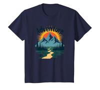 L'Aventure Vous Attend : Exploration en Plein air de Jackson Hole Mountain T-Shirt, Enfant, Bleu Marine, 4 Ans