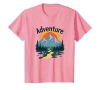 L'Aventure Vous Attend : Exploration en Plein air de Jackson Hole Mountain T-Shirt, Enfant, Rose, 10 Ans