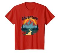 L'Aventure Vous Attend : Exploration en Plein air de Jackson Hole Mountain T-Shirt, Enfant, Rouge, 12 Ans