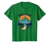 L'Aventure Vous Attend : Exploration en Plein air de Jackson Hole Mountain T-Shirt, Enfant, Vert Kelly, 6 Ans