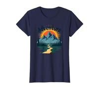 L'Aventure Vous Attend : Exploration en Plein air de Jackson Hole Mountain T-Shirt, Femme, Bleu Marine, M