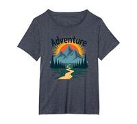 L'Aventure Vous Attend : Exploration en Plein air de Jackson Hole Mountain T-Shirt, Femme Grandes Tailles, Bleu Chiné, 5X
