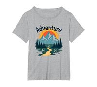 L'Aventure Vous Attend : Exploration en Plein air de Jackson Hole Mountain T-Shirt, Femme Grandes Tailles, Gris Chiné, 5X