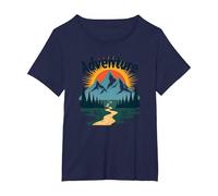L'Aventure Vous Attend : Exploration en Plein air de Jackson Hole Mountain T-Shirt, Femme Grandes Tailles, Bleu Marine, 2X