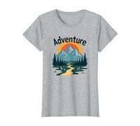 L'Aventure Vous Attend : Exploration en Plein air de Jackson Hole Mountain T-Shirt, Femme, Gris Chiné, M