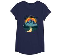 L'Aventure Vous Attend : Exploration en Plein air de Jackson Hole Mountain T-Shirt, Fille, Bleu Marine, XS