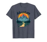 L'Aventure Vous Attend : Exploration en Plein air de Jackson Hole Mountain T-Shirt, Homme, Bleu Chiné, S