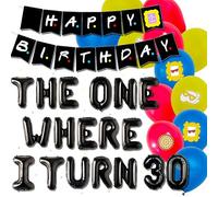 LaVenty 14 PCS The One Where I Turn 30 Banner Ballons Thème Amis 30 Birthday Banner Backdrop Cadeau d'Anniversaire Fournitures de Fête