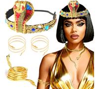 LaVenty Accessoires de costume égyptien, pinces à cheveux dorées, coiffe égyptienne, bracelets serpent, bracelets pour Halloween, costumes de Cléopâtre décoration de fête