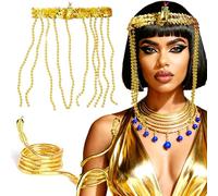 LaVenty Accessoires de costume égyptien, pinces à cheveux dorées, coiffe égyptienne, bracelets serpent, bracelets pour Halloween, costumes de Cléopâtre décoration de fête