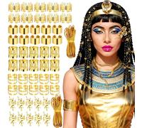 LaVenty Accessoires de costume égyptien, pinces à cheveux dorées, coiffe égyptienne, bracelets serpent, bracelets pour Halloween, costumes de Cléopâtre décoration de fête