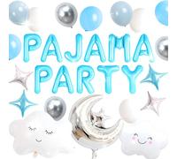 LaVenty bleu soiree pyjama ballons decoration nuit lune etoile pour filles pyjama sommeil fete nocturne anniversaire fete bebe fete mariee