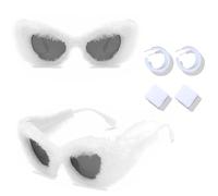 LaVenty costume nicki minaj lunettes de soleil en fourrure lunettes de soleil pour femmes lunettes de soleil en velours boucles d'oreilles en fourrure