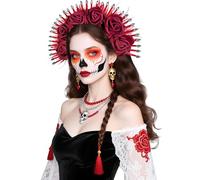LaVenty Couronne de fleurs mexicaine Jour des morts Accessoire de fête Cinco de Mayo Fête Costume Dia de Los Muertos