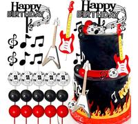 LaVenty decoration de gâteau disco decoration de gâteau disco guitare décoration de gâteau guitare pour thème musical anniversaire disco décoration de fête anniversaire rock roll