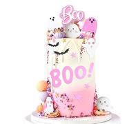 LaVenty Décoration de gâteau effrayante Boo rose Halloween Cupcake Toppers rose Halloween Party Supplies Little Boo fantôme Décoration de gâteau