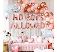 LaVenty Décorations de nuit pour filles - Ballons « No Boys Allowed » - Fournitures de fête spa - Pyjama pour filles - Décoration de fête pour anniversaire, fête prénatale, fête prénuptiale