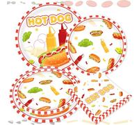 LaVenty ensemble serviettes vaisselle fête hotdog hamburger pour vingt