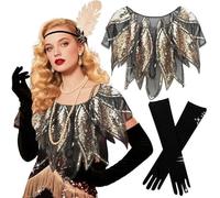LaVenty gants longs années 1920 style années folles echarpes paillettes gants de soirée pour soirées années 20 halloween mariages et carnaval