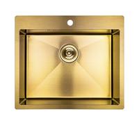 Laveo Marmara évier en acier inoxydable avec siphon 59x51 cm doré SAMG10T
