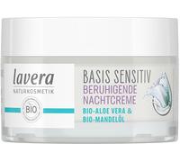 lavera basis sensitiv Crème de nuit apaisante - cosmétiques naturels - végan - Aloe vera bio & Huile d'amande bio - hydratant - crème visage - soins de nuit - sans parfum - 1 x 50 ml