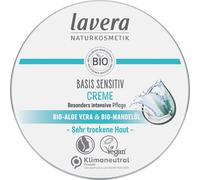 lavera Basis Sensitive Creme - Crème hydratante à l'aloe vera bio et à l'huile d'amande bio - Soin intensif pour peaux sèches - Crème hydratante pour le visage - Certifié PETA - 150 ml