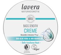 lavera Basis Sensitive Creme - Crème hydratante à l'aloe vera bio et à l'huile d'amande bio - Soin intensif pour peaux sèches - Crème hydratante pour le visage - Certifié PETA - 150 ml
