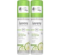Lavera Deo Spray Natural & Refresh - 0% sels d' aluminium - vegan - Protection déodorante fiable 48h - cosmétiques naturels certifiés - citron vert bio et de minéraux naturels - 75 ml (Lot de 2)