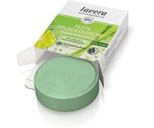 lavera Douche de soin solide Happy Freshness - Avec citron vert bio et citronnelle bio - Nettoie la peau en douceur sans la sécher - 3 fois plus efficace que le gel douche liquide - Cosmétique naturel