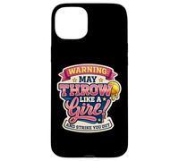 L'avertissement de Softball Peut Passer comme Une Fille et Vous Frapper Coque pour iPhone 15 Plus