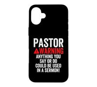 L'avertissement du Pasteur Pourrait être utilisé dans Un Sermon chrétien Blague Coque pour iPhone 16 Plus